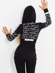 Stylish Hooded Letter Zipper Jacket&Leggings Sports Suits