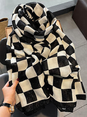 Linen Plaid Printed Sun-Proof Warm Shawl Scarf