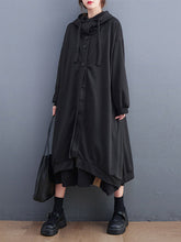 Vintage Long Sleeves Irregularity Printed& Solid Color Hooded Outerwear