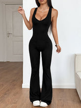 Solid Color Bodycon High Waisted Deep V-Neck Jumpsuits