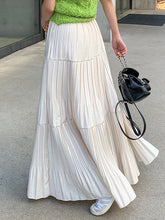 Pleated Solid Color Split-Joint A-Line High Waisted Skirts Bottoms