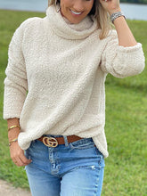 Solid Color Split-Joint Long Sleeves Loose High Neck Sweatshirt Tops