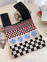 Checkerboard Striped Woven Handbag Bags