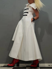 Buttoned Split-Joint Irregular Clipping Loose Lapel Shirt Dress Maxi Dresses