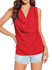 Solid Color Loose Sleeveless V-Neck Vest Top