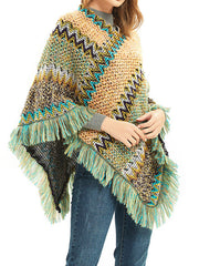 Asymmetric Keep Warm Tasseled Scarf Cape