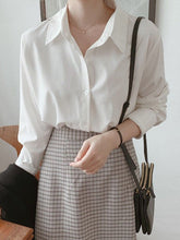Buttoned Comfort Solid Color Long Sleeves Plus Size Lapel Blouses&Shirts Tops