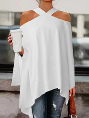 Casual High-Low Hollow Solid Color Blouses&Shirts Tops