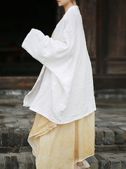 Pleated Solid Color Split-Joint Batwing Sleeves Loose Cover-Ups Tops