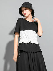 Original Falbala Split-Joint T-Shirts Tops