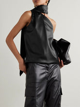 Asymmetric Solid Color Sleeveless High Neck Vest Top