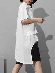 Original Irregular Loose Solid Color T-Shirt Top