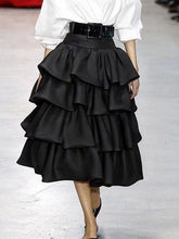 Falbala Layered Solid Color A-Line Loose Skirts Bottoms