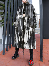 Drawstring Split-Joint Zipper Long Sleeves Loose Round-Neck Trench Coats