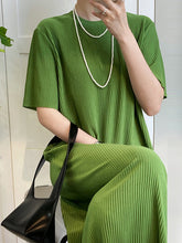 Original Casual Pleated Solid Color Midi Dress