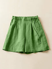 Elasticity Solid Color Loose Shorts Bottoms
