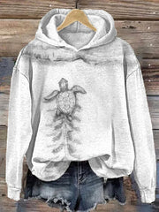 Animal Prints Printed Long Sleeves Hooded Hoodies Tops