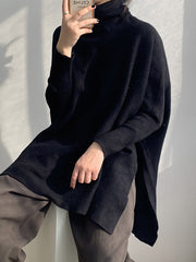 Original 4 Colors Split-Side High-Neck Long Sleeves Sweater Top