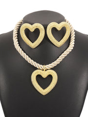 Heart Shape Necklaces Accessories + Drop Earrings