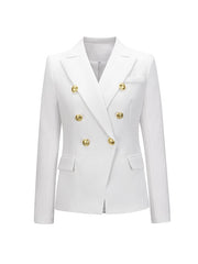 Buttoned Long Sleeves Notched Collar Outerwear Blazer