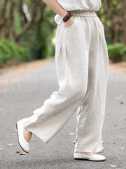 Elasticity Solid Color Loose Wide Leg Trousers Casual Pants Bottoms