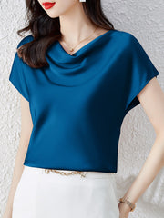 Solid Color Loose Short Sleeves One-Shoulder T-Shirts Tops