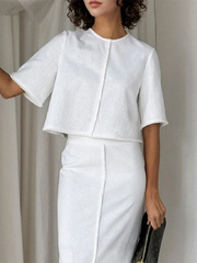 Solid Color Half Sleeves Round-Neck T-Shirts Tops