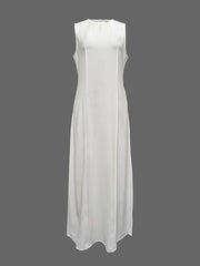 Sleeveless Solid Color Round-Neck Maxi Dresses