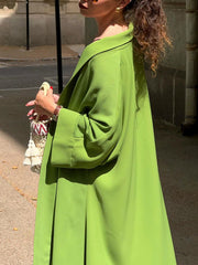 Solid Color Split-Joint Long Sleeves Loose Collarless Outerwear