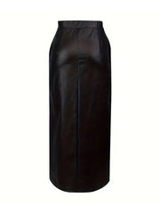 Pockets Solid Color Split-Side High Waisted Loose Skirts Bottoms
