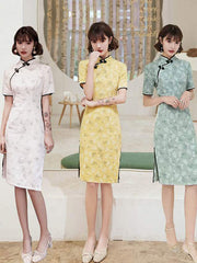 Original Applique Buttoned Stand Collar Cheongsams