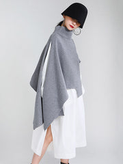 Original Solid High-Neck Irregularity Sweater