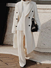 Long Sleeves Loose Buttoned Solid Color Notched Collar Windbreakers Woolen Coat