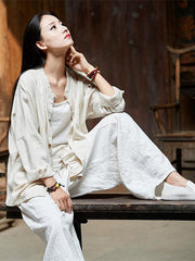 Soft Beige Ramie Cotton Blouse Outwear