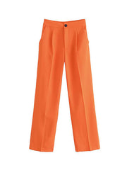 Pleated Split-Joint Loose Straight Leg Trousers Pants