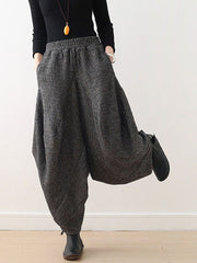 Vintage Knitted Thickening Asymmetric Lantern Wide Leg Pants