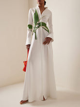 Buttoned Flower Print A-Line Long Sleeves Round-Neck Maxi Dresses