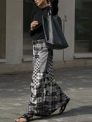 H-Line Loose Houndstooth Plaid Skirts Bottoms
