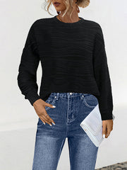 Solid Color Long Sleeves Loose Round-Neck T-Shirts
