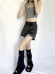 Flared Hollow Solid Color Leg Warmers Accessories