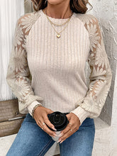 See-Through Split-Joint Long Sleeves Loose Round-Neck T-Shirts Tops
