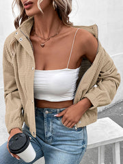 Buttoned Solid Color Zipper Long Sleeves Loose Lapel Jackets