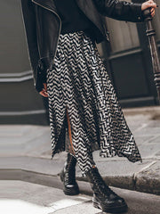 Bronzing Contrast Color Split-Side Loose Skirts Bottoms