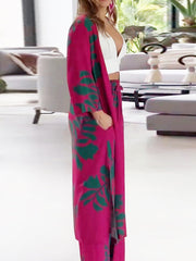 Flower Print Pockets Loose Two Pieces Set Pants Set