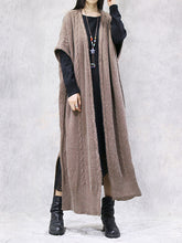 Vintage Knitting Solid Color Split-Side Half Sleeves Cardigan Coat