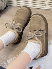 Lace-Up Split-Joint Flat Shoes