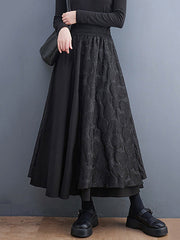 Asymmetric Elasticity Jacquard Solid Color A-Line Loose Skirts Bottoms