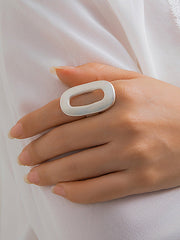 Adjustable Geometric Hollow Solid Color Rings Accessories