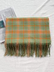 Keep Warm Plaid Tasseled Shawl&Scarf