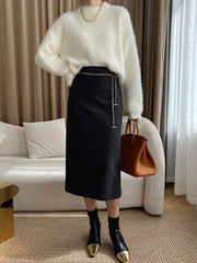 Simple Loose Long Sleeves Solid Color Round-Neck Sweater Tops